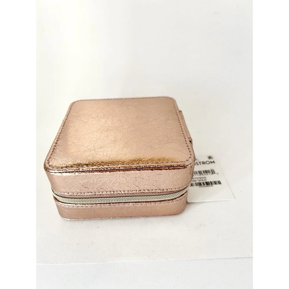 Nordstrom Rose Gold Square Jewelry‎ Travel Case Box 4.5